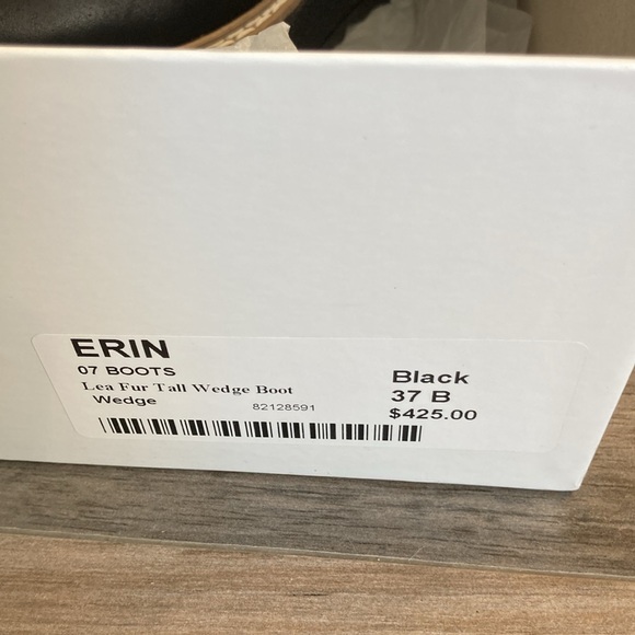 Ladies beautiful new Black leather & fur wedge Italian boots 275 Central size 37 - Picture 12 of 12